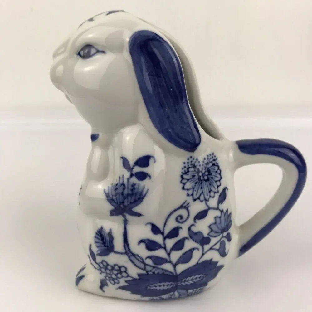 Baum Bros Formalities Bunny Rabbit Creamer Figurine White Blue Porcelain